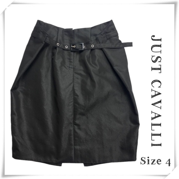 JUST Cavalli Belted waist Mini Skirt In Black - Picture 1 of 7
